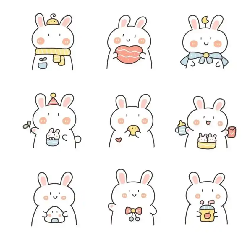 不同风格可爱兔子简笔画,收藏起来一起画.可爱的兔子,呆萌的兔 - 抖音