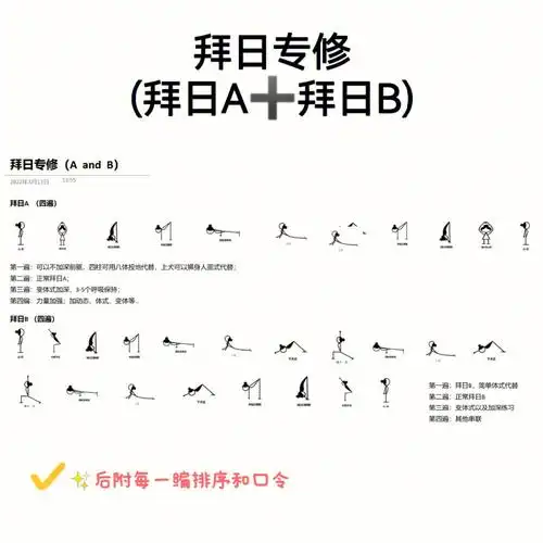 拜日a四遍拜日b四遍(后分别附4遍序列及口令)#瑜伽  #瑜伽排课  #瑜伽