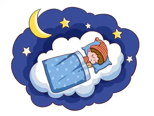 卡通手绘睡觉插画小男孩睡觉晚安月亮星星夜晚png素材