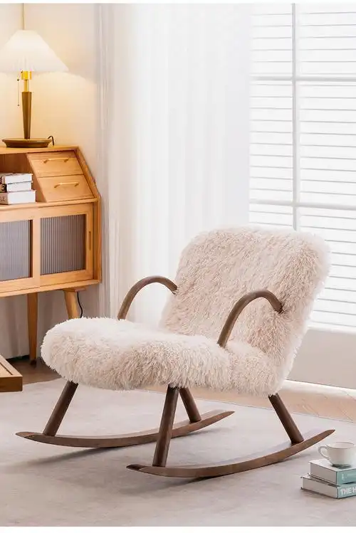 摇摇椅子客厅躺椅阳台家用休闲北欧网红懒人羊羔绒毛沙发揽爱家居家具