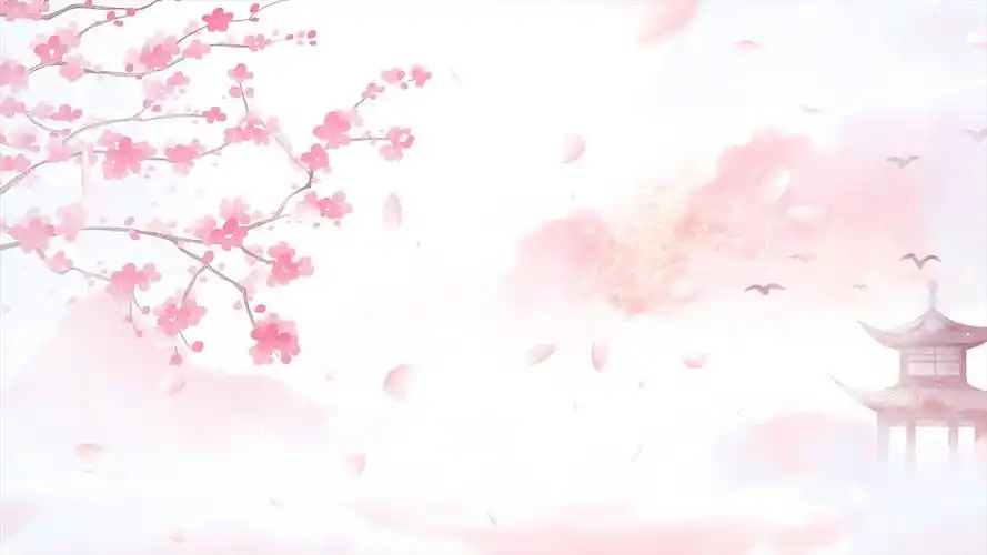 古风水墨晕染桃花源背景视频ae模板花瓣背景