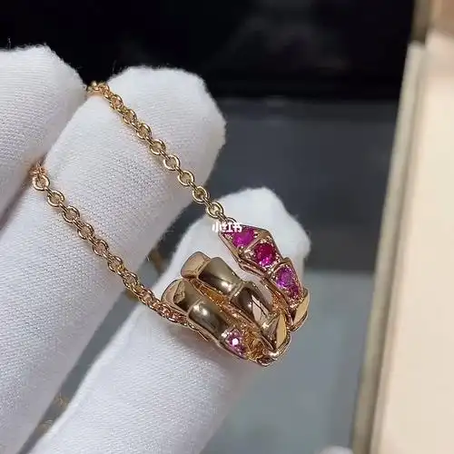 宝格丽新款粉钻三圈蛇项链