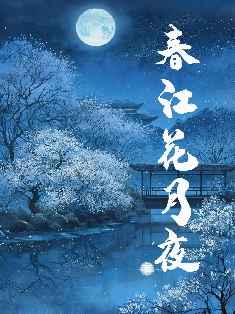 插画|春江花月夜.春江潮水连海平,海上明月共潮生. #古风  - 抖音