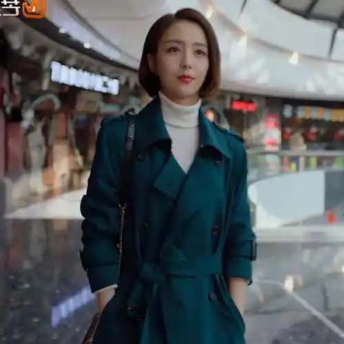 毛呢爱的厘米佟丽娅关雨晴同款衣服绿色外套毛呢外套