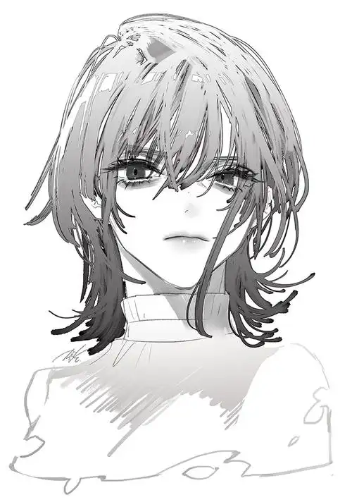 黑白动漫女生漂亮头像插画图片壁纸