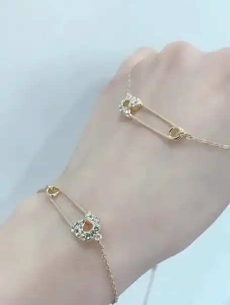 施家高版本金色回形针项链女施华洛元素水晶曲别针锁骨链厂家代发