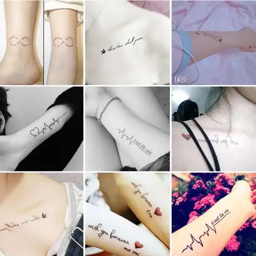 新款英文60张 纹身贴英文字母防水持久不小清新男女韩国仿真图案