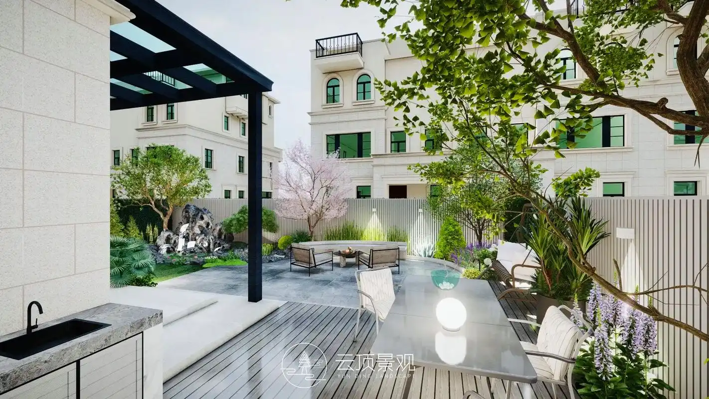 新中式别墅庭院丨花园设计.•项目地址:杭州·富阳区-九龙仓雍 - 抖