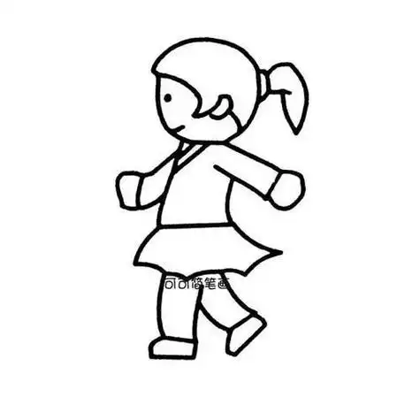简笔画小女孩偷偷的跑出了家耍帅小女孩人物简笔画卡通美少女战士素描