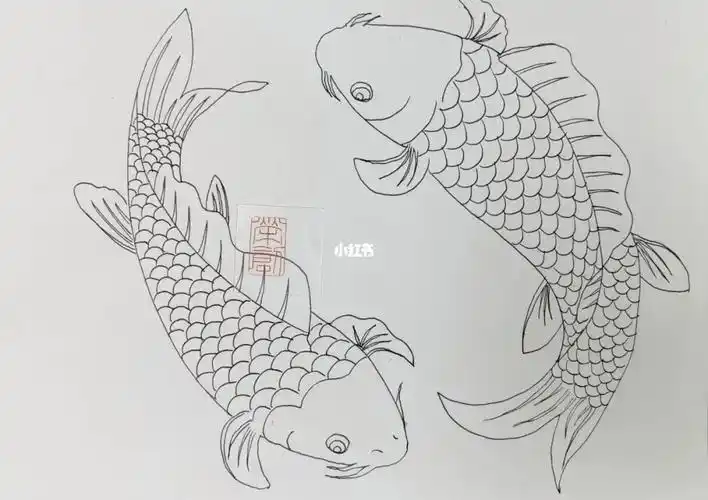 国风元素线稿100幅锦鲤no3233