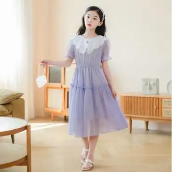荷棠梦儿童裙子夏大童雪纺连衣裙8岁公主裙2022新款7女孩裙子9-12岁