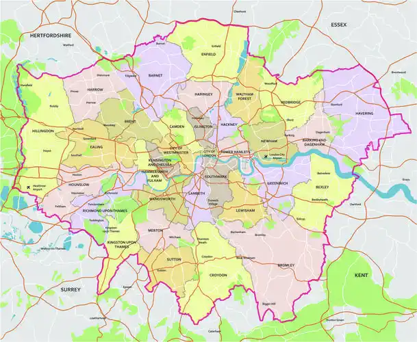 伦敦行政分区(点开可查看大图)   伦敦城 | city of london