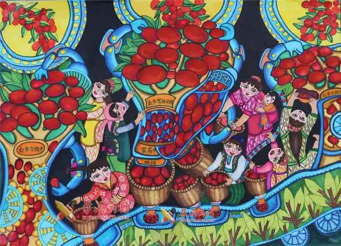 一等奖中学生获奖科幻画作品《和田大枣田间采摘等级分级器》__科幻画