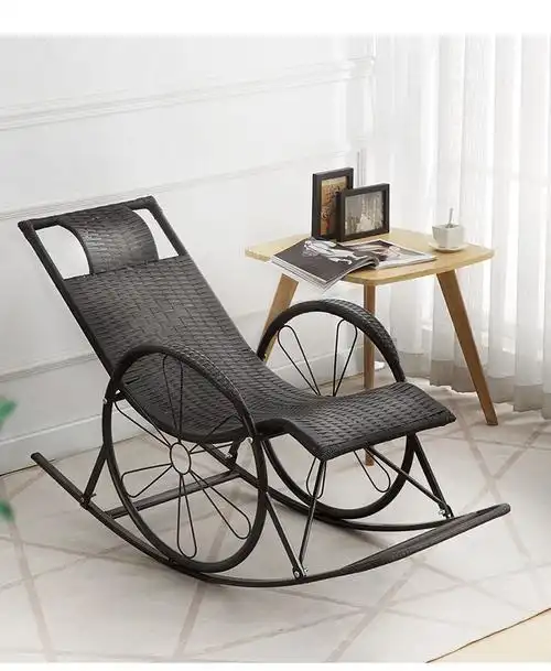 摇椅躺椅家用摇椅子老人摇摇椅客厅仿藤椅阳台藤椅成人户外逍遥椅香槟