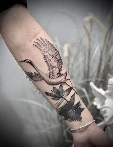 2020最新仙鹤纹身图案大全男女最火仙鹤纹身设计11