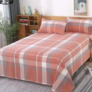 纯棉老粗布格子床单图片