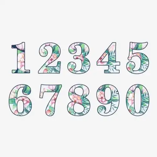 手绘花朵阿拉伯数字艺术字