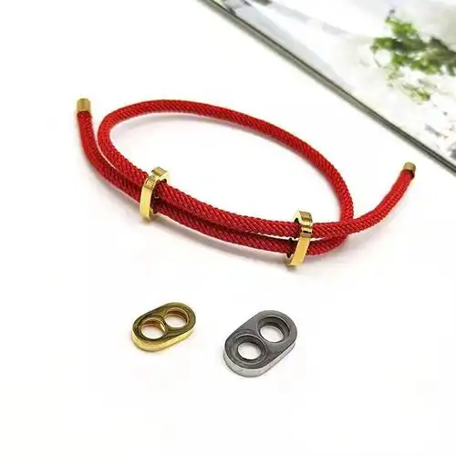 米兰红绳八字扣手环本命年不锈钢简约男女款调节手环可穿3d硬金