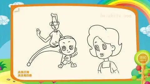 大头儿子简笔画全家福