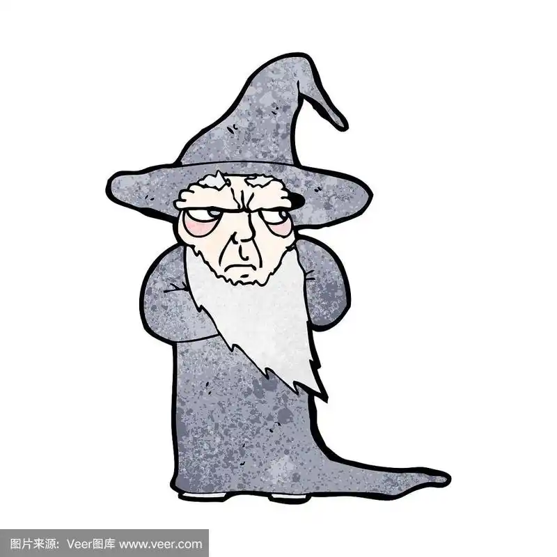卡通脾气暴躁的老巫师
