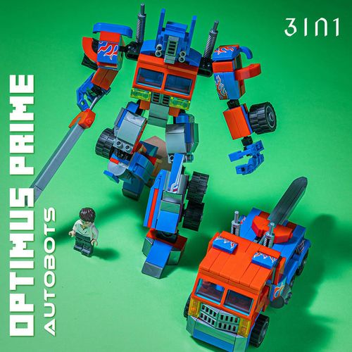 可直接变形擎天柱拼装玩具机甲合体3变金刚机器人积木兼容 乐高