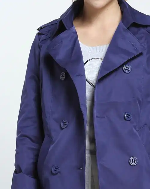宝蓝色翻领魅力经典长袖风衣-详情