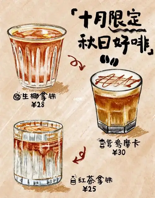 这次给大家带来手绘菜单设计～十月限定秋日好啡7515#procreate