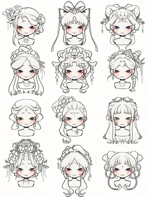 12种古风发型画法带步骤0基础可学