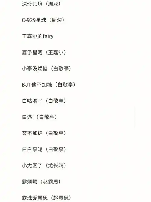 明星网名 ,看看有没有你家爱豆#王一博 #赵丽颖 #赵露思 #迪丽热