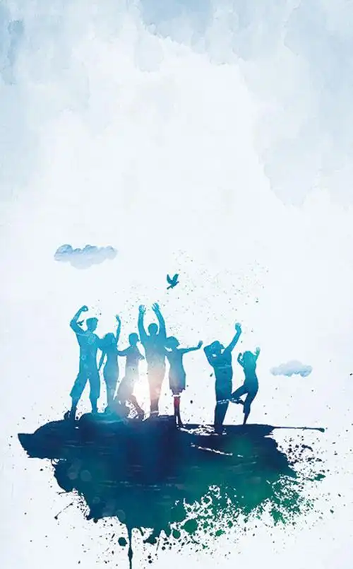 蓝色矢量渐变活力青春五四青年节背景素材