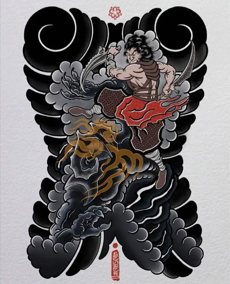 满背纹身手稿|纹身素材|日式传统满背(2) 满背纹身 纹身素材分享(2)