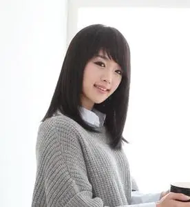 假发女 中长直发 内扣 锁骨发空气偏分斜碎齐刘海 齐肩披肩假发套