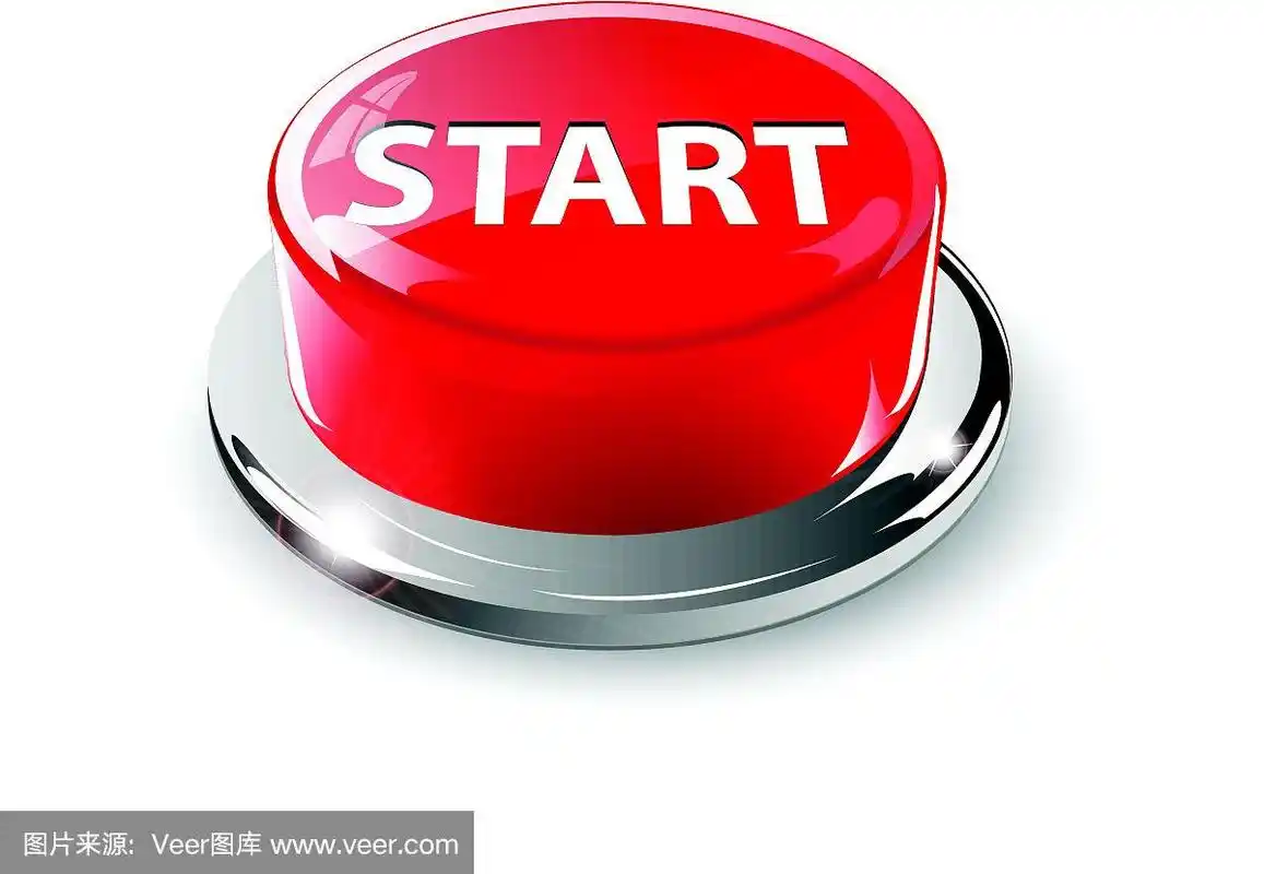 开始按钮,3d红色矢量.