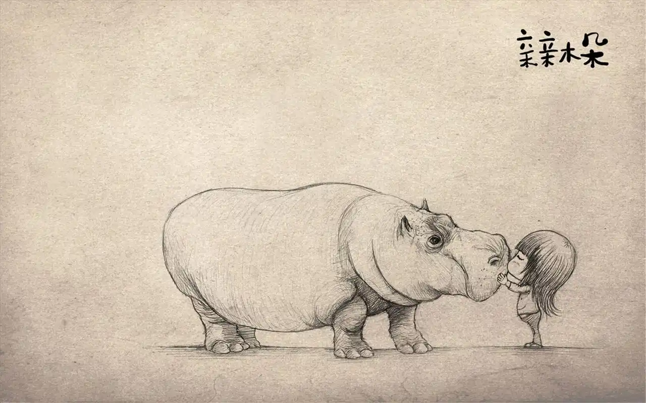 简约创意铅笔手绘卡通动画漫画高清桌面壁纸