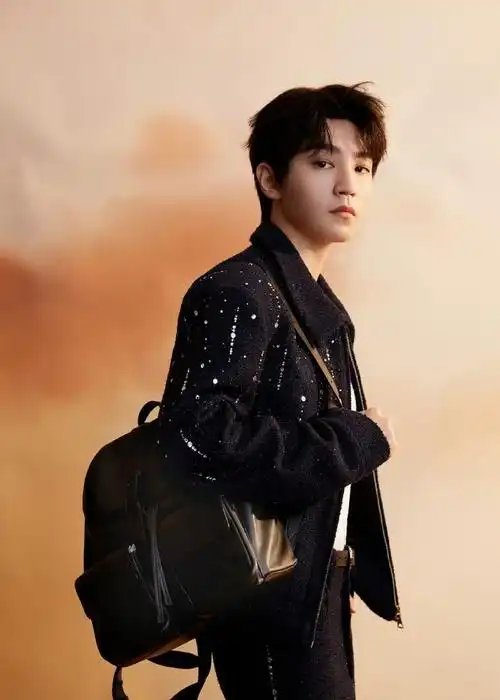 王俊凯黑色亮钻套装##王俊凯活动的安保队伍