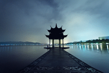 西湖自然风光美景绿色流水gif动图_动态图_表情包下载_soogif