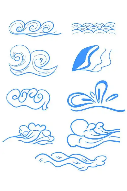 线条手绘浪花波浪元素