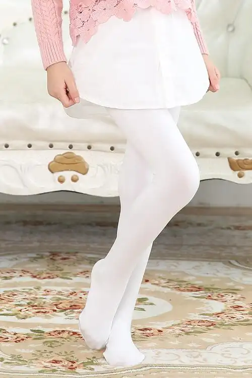 春秋精梳棉舞蹈袜女童连裤袜宝宝白色丝袜跳舞长筒袜儿童打底裤