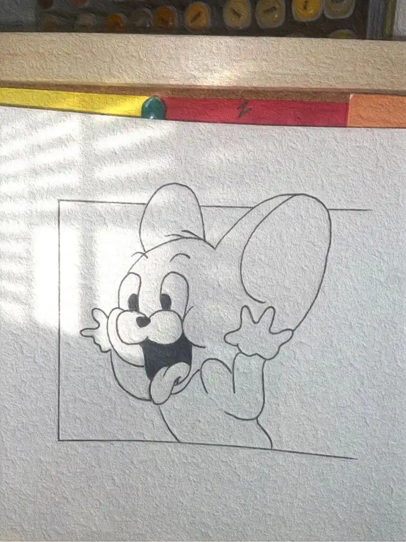 (100/11)96挑战画100幅简笔画 杰瑞线稿教程 《猫和老鼠》杰瑞简笔