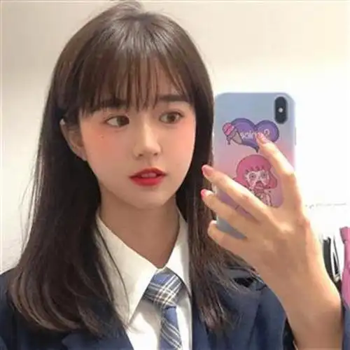 假发女长发气质锁骨自然少女中长发齐肩圆脸全头套空气刘海长直发 浅