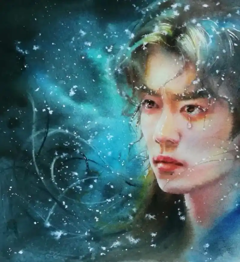 海神～#画画 #水彩 #一起学画画 #肖战  - 抖音