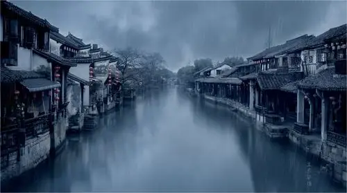 西塘,正在下着小雨,正是拍摄烟雨江南的好提材