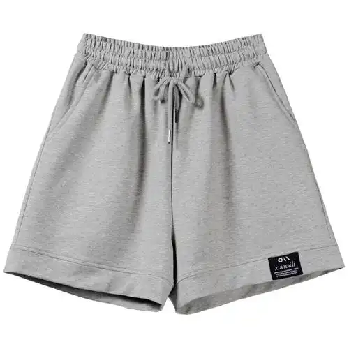 6535鱼鳞夏季棉松紧腰阔腿灰色休闲运动短裤女夏宽松家居睡裤外穿