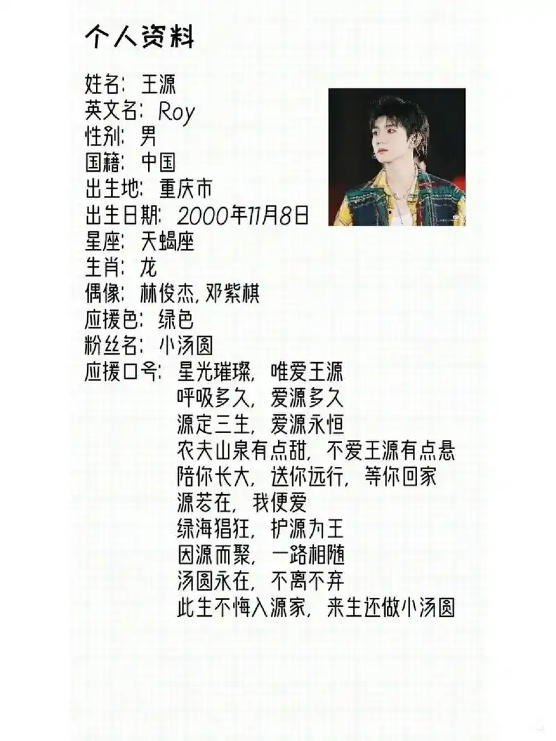 王源介绍资料	王源介绍资料	王源介绍资料
