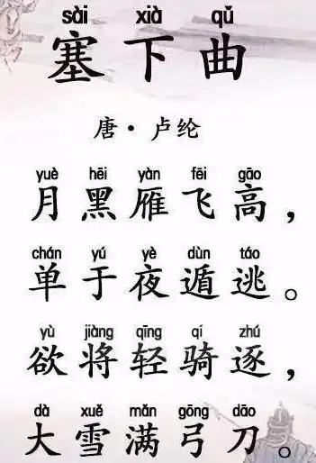 卢纶《塞下曲·月黑雁飞高》拼音注释翻译及赏析