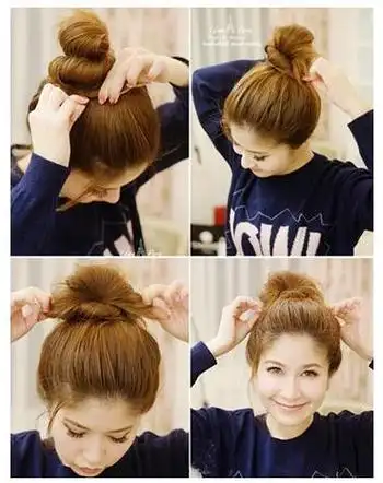 简单丸子头的扎法