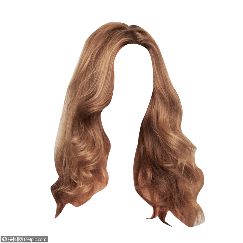 金棕色长发假发长头发素材