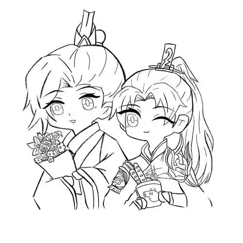 06ω6107)77发发这两天画的图,第一张的舅舅是山河令曲绘设定