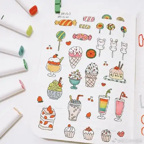 简单好看的简笔画手帐素材!