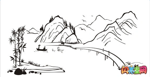 简笔画山水风景简单